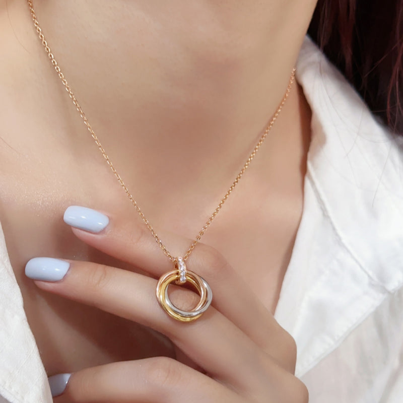 Gold-Tone Intertwined Circle Pendant Necklace | Elegant Birthday Jewelry