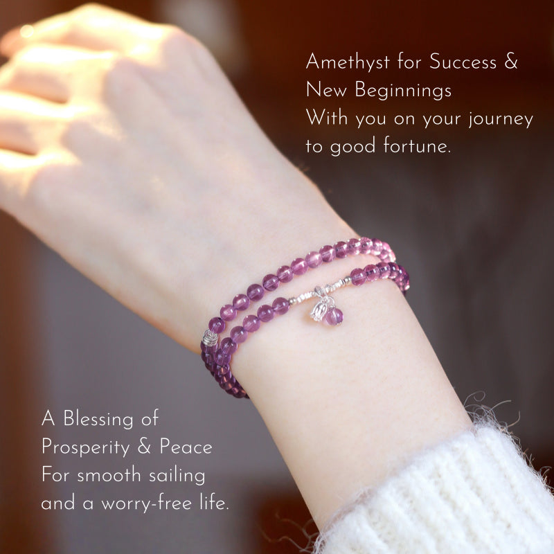 Natural Amethyst Lily of the Valley Bracelet – Open Wisdom, Attract Benefactors