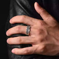Evil Eye Wide Band Ring – Silver Obsidian Mirror Stone for Spiritual Protection