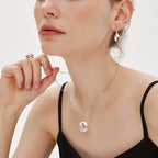 Silver Oval Clear Quartz Necklace - Enhance Focus