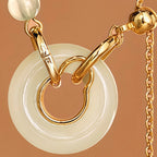 Natural Hetian Jade Peace Donut Gourd Necklace - Blessing & Calm