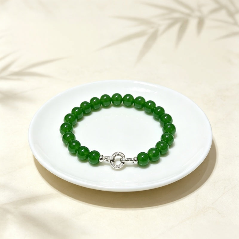 Natural Hetian Jade Bracelet - Attract Positivity, Peaceful Fortune