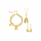 Natural Hetian Jade Peanut Bracelet Necklace Earrings Set