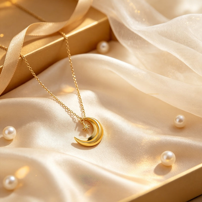 Moon & Star Gold Necklace - Boost Your Personal Vibe