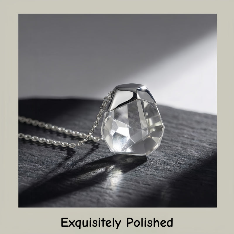Clear Quartz Crystal Necklace  Irregular Faceted Pendant