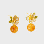 Boucles d'oreilles Camellia en cristal naturel