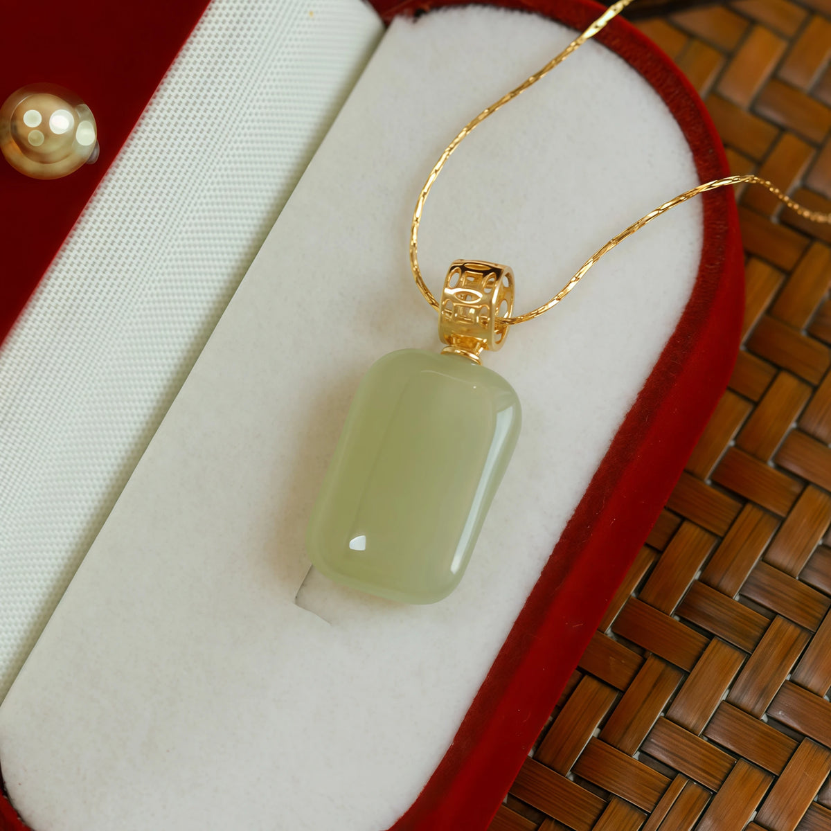 Gentle Natural Hetian Jade Plain Tablet Necklace - Peace & Serenity