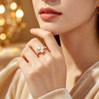 Bague Cœur Trèfle à quatre feuilles en Or Rose — Chanceux de t'avoir rencontrée, mon Seul et Unique Amour