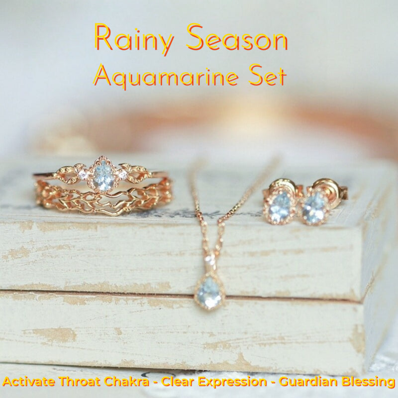 Rainy Season Aquamarine Gift Set – Activate Throat Chakra, Clear Expression, Guardian Blessing