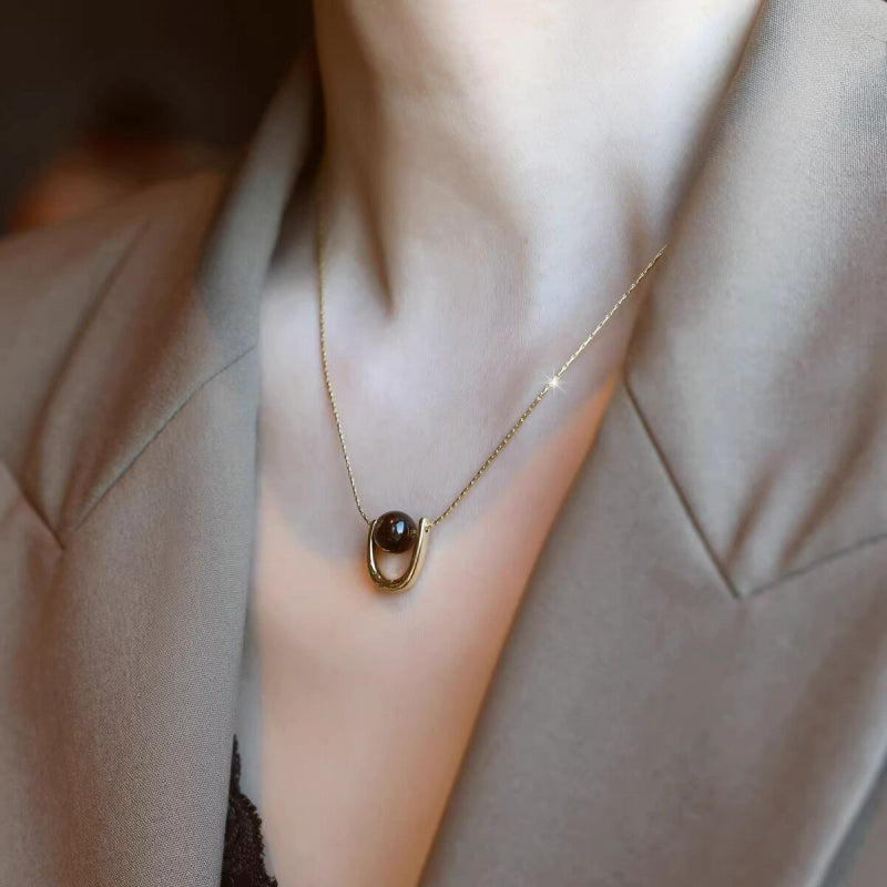 Natural Tiger Eye Stone Necklace, Versatile & Edgy Sweater Chain, Light Luxury Style