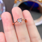 Bague Cœur en Aigue-marine Pierre de Naissance – Courage, Paix et Purificateur d'Énergie Négative