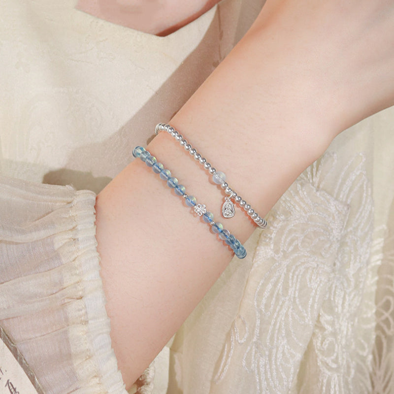 Aquamarine Sterling Silver Bracelet – Activate Throat Chakra, Clear Expression, Attract Benefactors