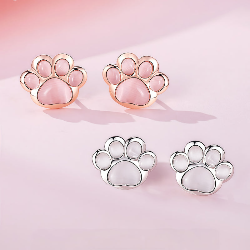 Dainty Rose‑Gold Cat‑Paw 2‑Piece Set - Cat‑Paw Protection