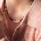 Natural Tiger Eye Stone Necklace — Maillard Square Broken Silver Chain