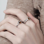Natural Tiger Eye Stone Ring, Small Universe Saturn Open Ring