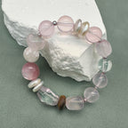 Bracelet Quartz Rose, Fantôme des Neiges et Perles – Attire l'Amour, Apaise les Émotions