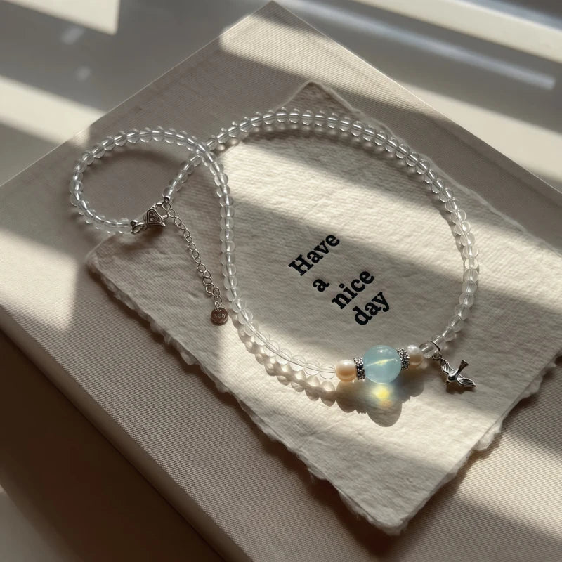 Clear Brave Wings Necklace - Courage Necklace