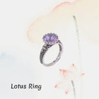 Bague Lotus en Améthyste Naturelle – Design Vintage en Argent Sterling 925