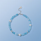 Natural Aquamarine Pearl Bracelet - Awaken Intuition, Calm Energy
