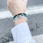 Vintage  Natural Gemstone  Beaded Bracelet - Clarity & Peace