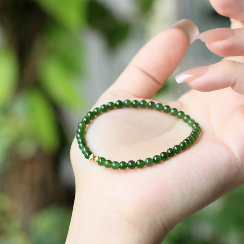 Spinach Green Hetian Jade Bracelet— Pure Grace Hetian Jade