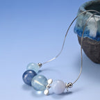 Natural Aquamarine Blue Stones Necklace - Water Element, Harmonious Energy