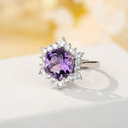 Sunburst Halo Amethyst Ring - Wear Peace, Carry Luck