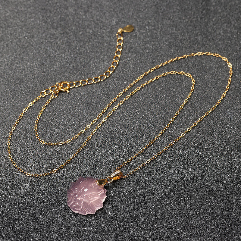 Rose Quartz Nine-Tailed Fox Necklace – Attract Love, Boost Charm, Open Heart