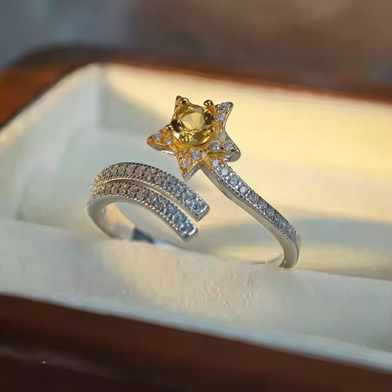 Sun Star Natural Citrine Wrap Ring