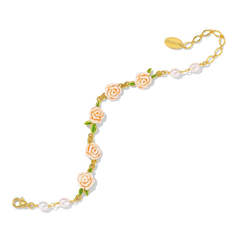 Bracelet Fleur de Luxe Perle Champagne Rose