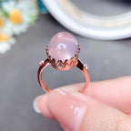 Oval Rose Quartz Crown Ring - Raise Your Love Vibration