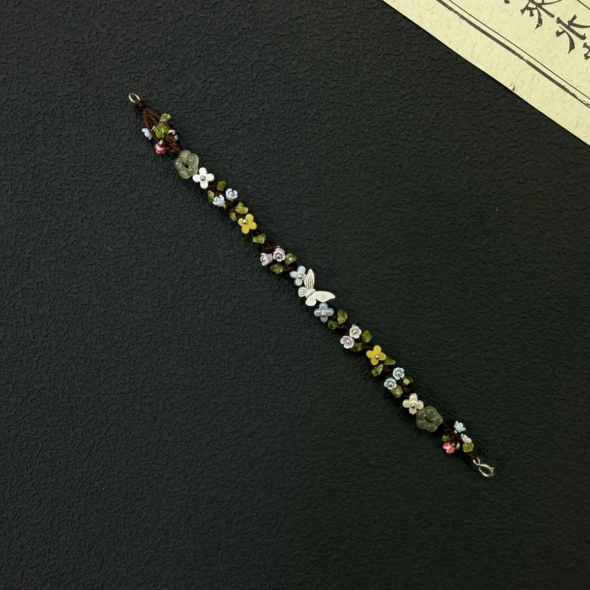 S925 Sterling Silver Butterfly Peridot Macrame Bracelet, Growth & Positive Energy Healing