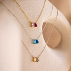 Necklace | You and Me Two Stone Pendant | Sterling Silver Romantic Jewelry