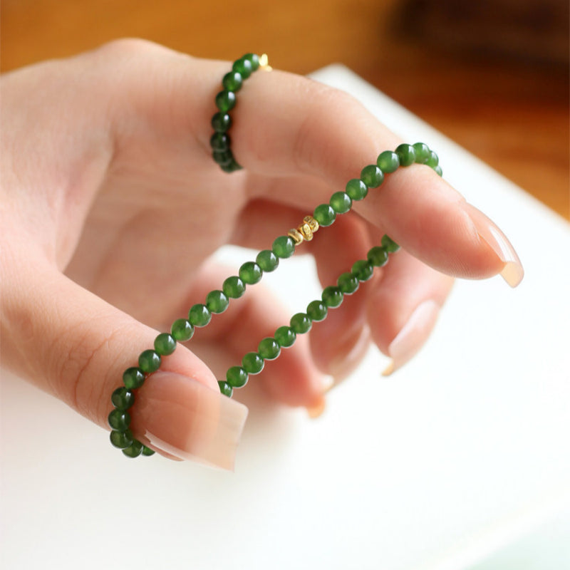Spinach Green Hetian Jade Bracelet— Pure Grace Hetian Jade