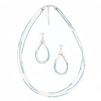 Natural Aquamarine & Moonstone Necklace Earrings Jewelry Set - Pursuit of freedom