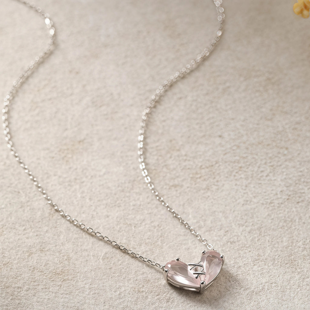 Collier Cœur en Quartz Rose - Guérir et Rétablir avec Amour