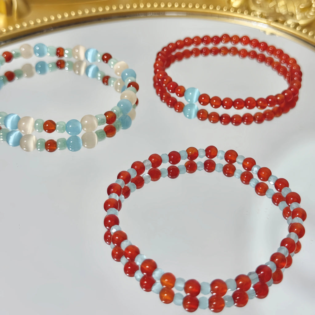 Red Agate Cat's‑Eye Stackable Bracelet - Ignite Warm Inner Vibes