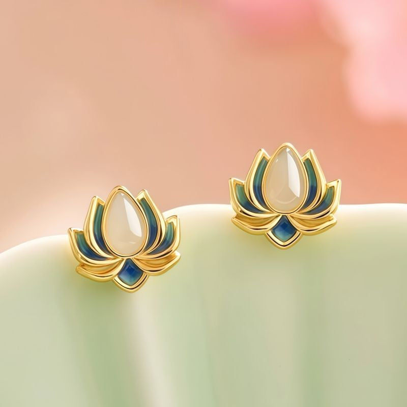 Boucles d'oreilles clous Lotus d'été – Le gardien estival de Maman