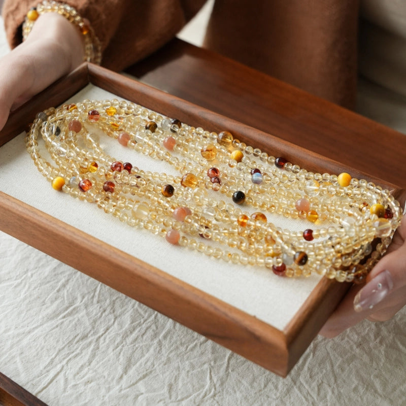 Natural Yellow Phantom Citrine Mixed Gem Multi-Loop Wealth Bracelet - Boost Steady Income & Career