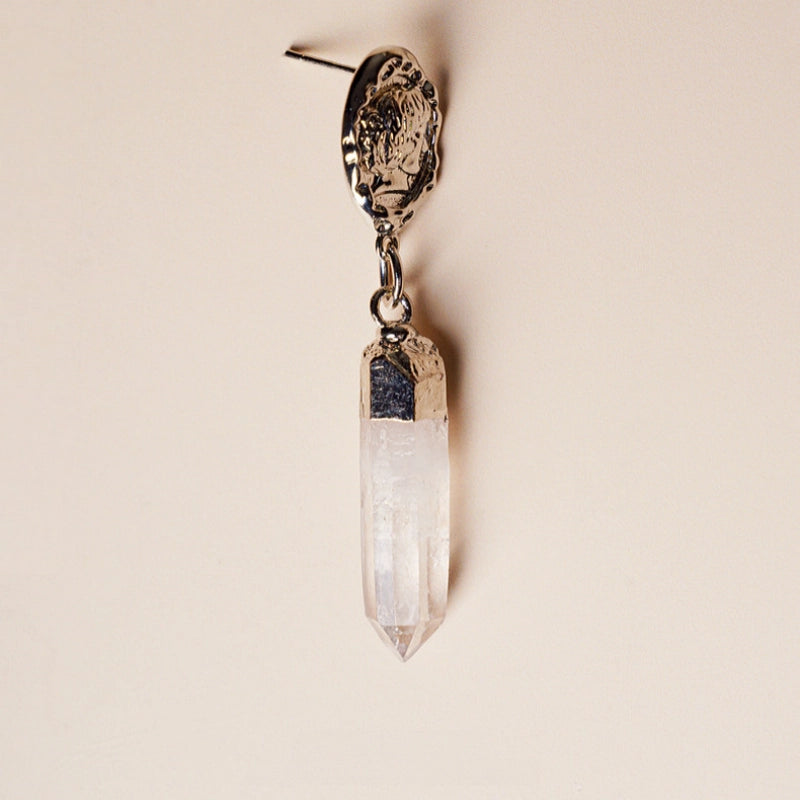 Natural Clear Quartz Drop Earrings - Purifies Your Aura