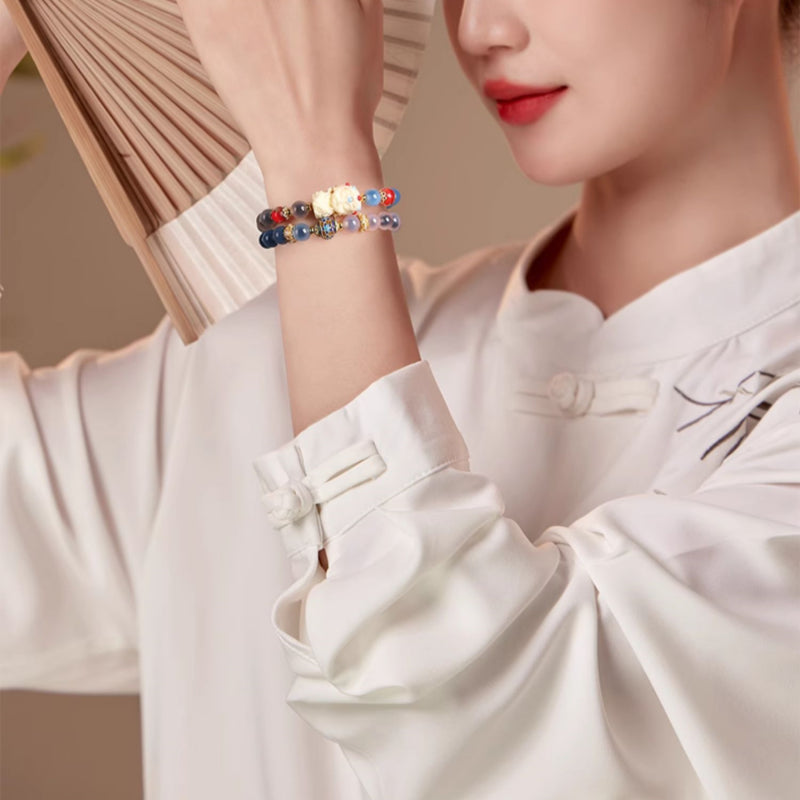 Bracelet de cinabre naturel Renouveau Lotus Rouge