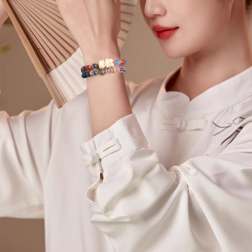 Bracelet de cinabre naturel Renouveau Lotus Rouge