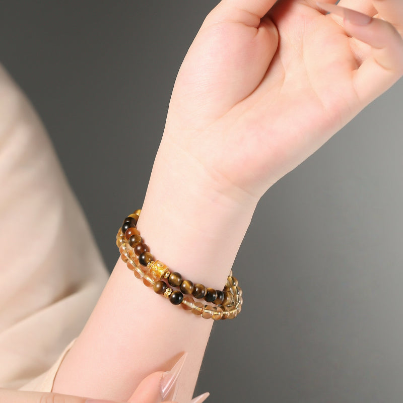 Natural Citrine & Tiger's Eye Bracelet - Double Success & Wealth