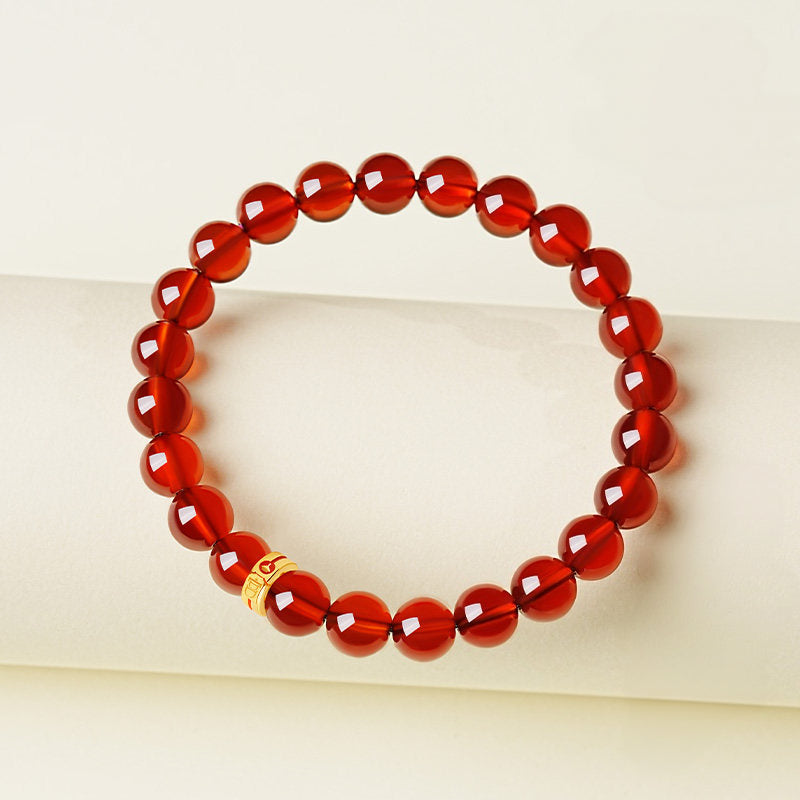 Natural Garnet Beaded Bracelet - Attract Good Fortune & Warm Vibes