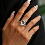 Classic Rose Pattern Natural Clear Crystal Ring - Chaste Love
