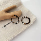 Natural Tiger Eye Stone Ring Light Luxury Beaded Women's Ring