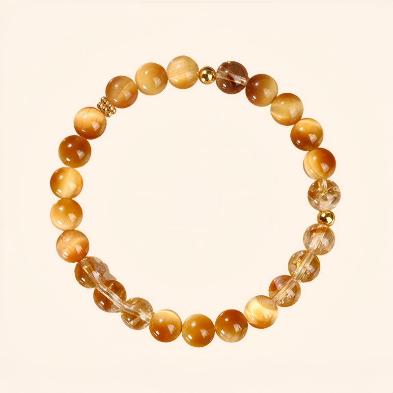 Golden Tiger Eye & Citrine Bracelet — 7A Grade Fortune Crystal Bracelet for Women