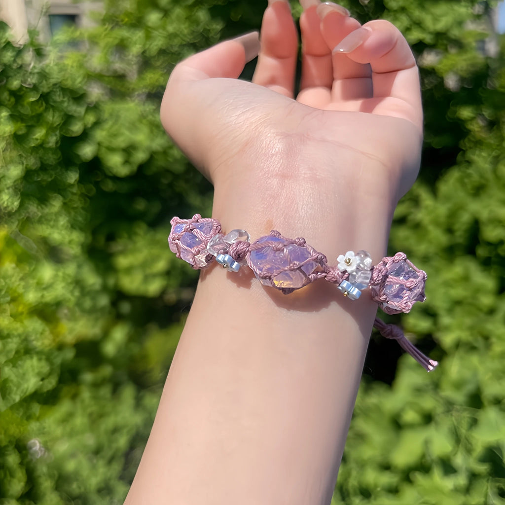 Bracelet tressé floral fait main
