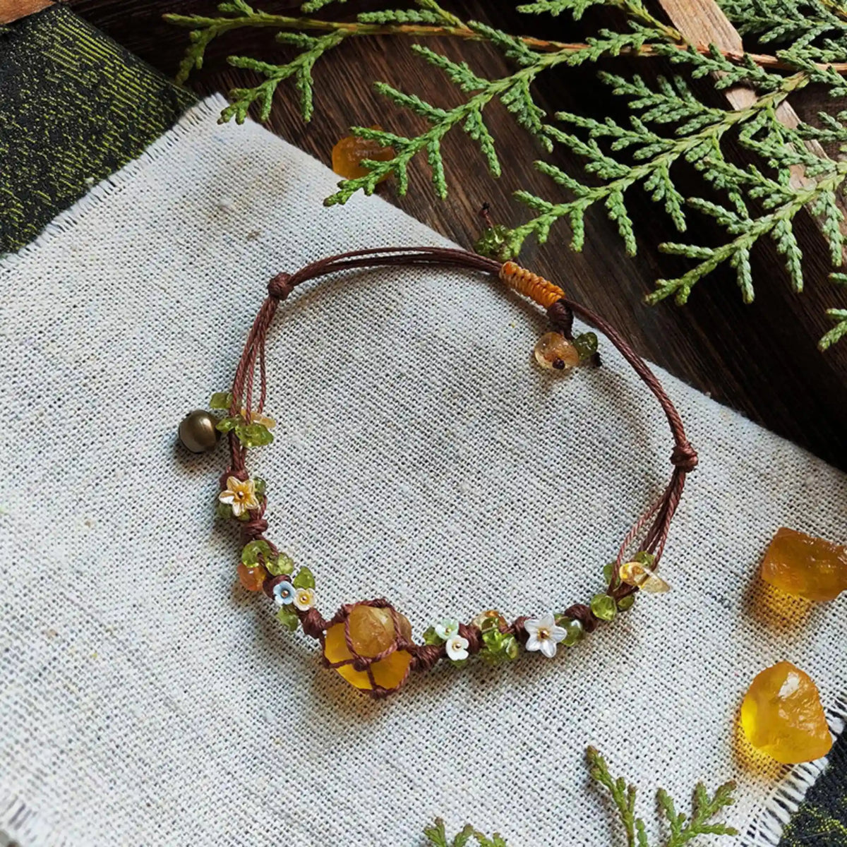 Natural Yellow Fluorite Hand Braided Bracelet - Confidence & Manifestation Energy