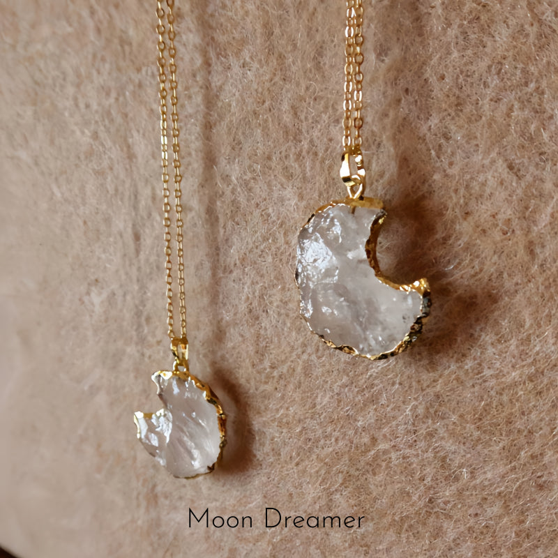 Clear Quartz Moon Dreamer Necklace – Purify Aura, Trust Intuition, Chase Your Dreams